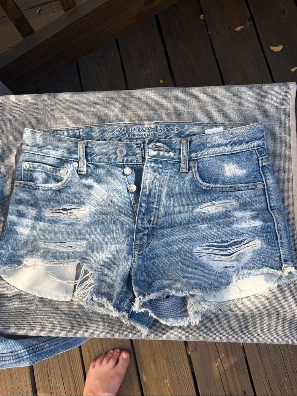 American Eagle Outfitters Distressed Light Blue Denim Cutoff Shorts bundle